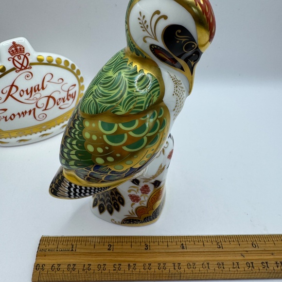 Royal Crown Derby Green Woodpecker Fine Bone China Paperweight. Gold Stopper. - Picture 10 of 11